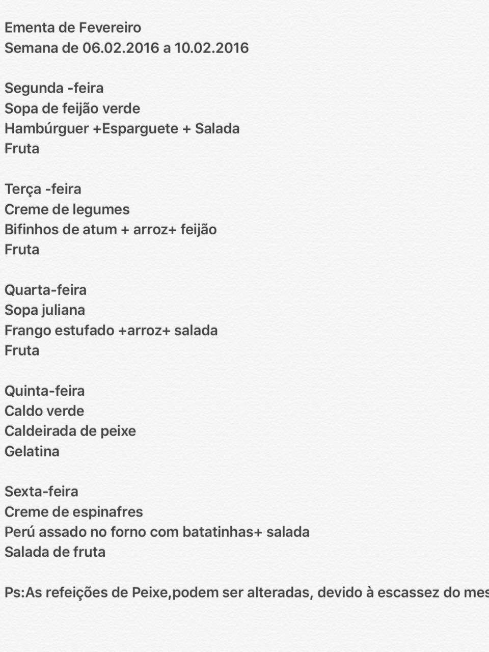EMENTA DE 6 DE FEVEREIRO A 10 DE FEVEREIRO